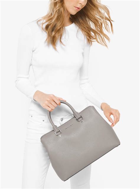 michael michael kors savannah large saffiano leather satchel gray|Michael Kors Savannah Large in Saffiano Leather Satchel Review.